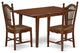 3Pc Rectangle 48/60" Table, 12 In Butterfly Leaf, Two Wood Seat Dining Chairs