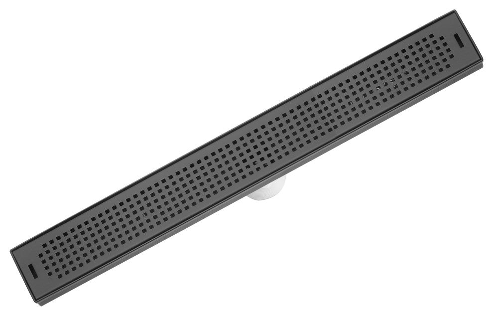 LUXE Square Grate Linear Drain, Matte Black, 48"