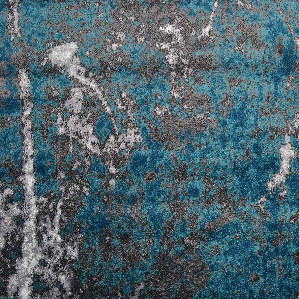 MACHINE MADE HEATSET POLYPROPYLENE AREA RUGS -Silver Ivory Color,Abstract Design, [Runner] 3'2''x10'