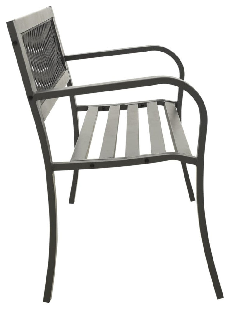 vidaXL Outdoor Patio Bench Garden Park Steel Bench with Armrests Steel Gray