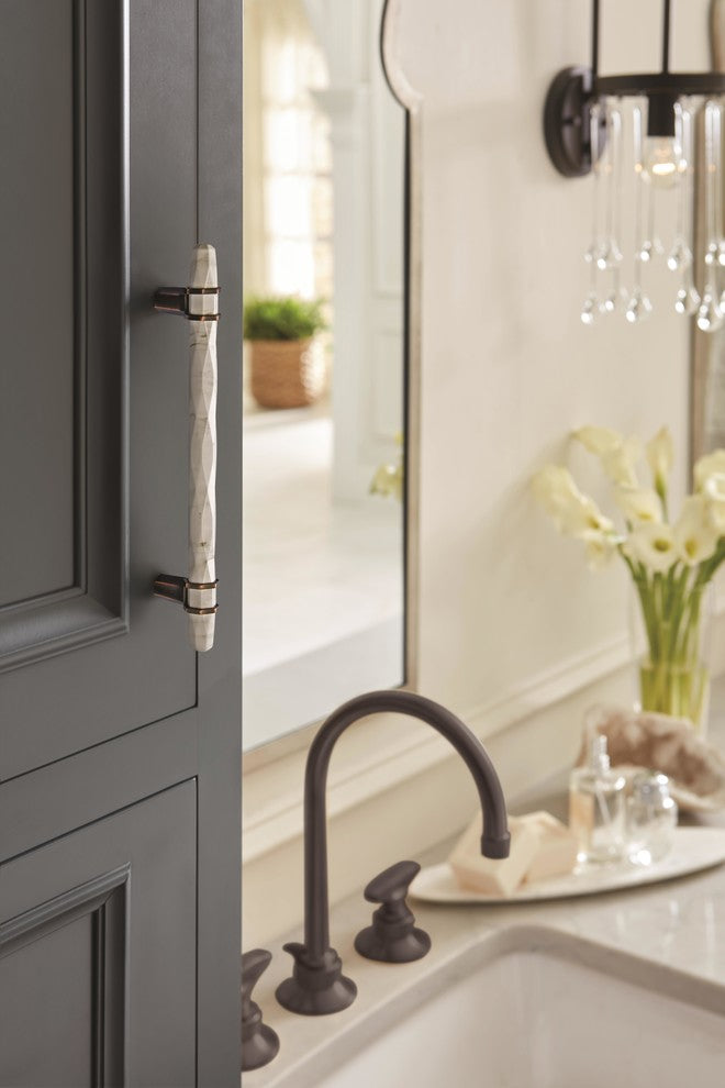 Carrione Cabinet Pull, Marble White/Oil-Rubbed Bronze, 6-5/16" Center-to-Center