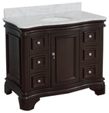 Katherine 42" Bath Vanity, Chocolate, Carrara Marble