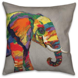 Bright Elephant on Gray 18x18 Indoor/Outdoor Pillow