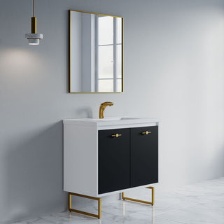Dello 36" Single Bathroom Vanity Set With Rectangle Legs, Black