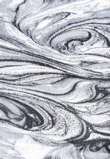 Viscon Abstract Marble Contemporary Light Gray/Black 4'x6' Area Rug