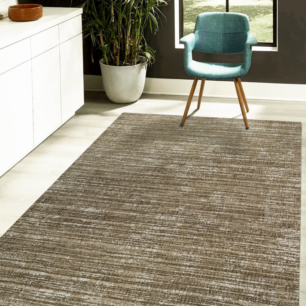 Maryland Cecil Indoor/Outdoor Area Rug, Brown, 4' x 6', Striped