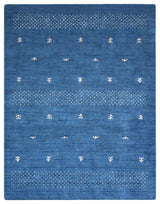 HAND KNOTTED LOOM SILK ECO-FRIENDLY AREA RUG -9'x12',Rectangle,Blue,Contemporary