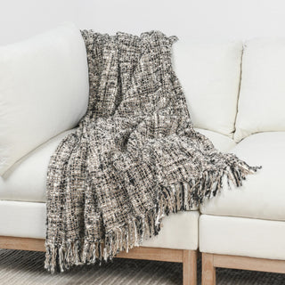 Porter Recycled Cotton Blend Throw Blanket Blanket, Black