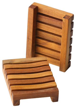 Bare Decor Sudsy Soap Dish, Genuine Teak Wood