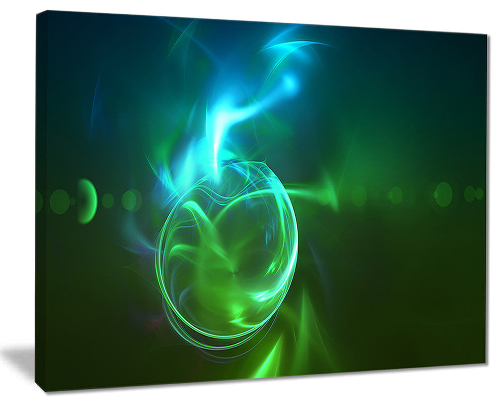 "Glowing Green Circles" Abstract Digital Art Canvas Print