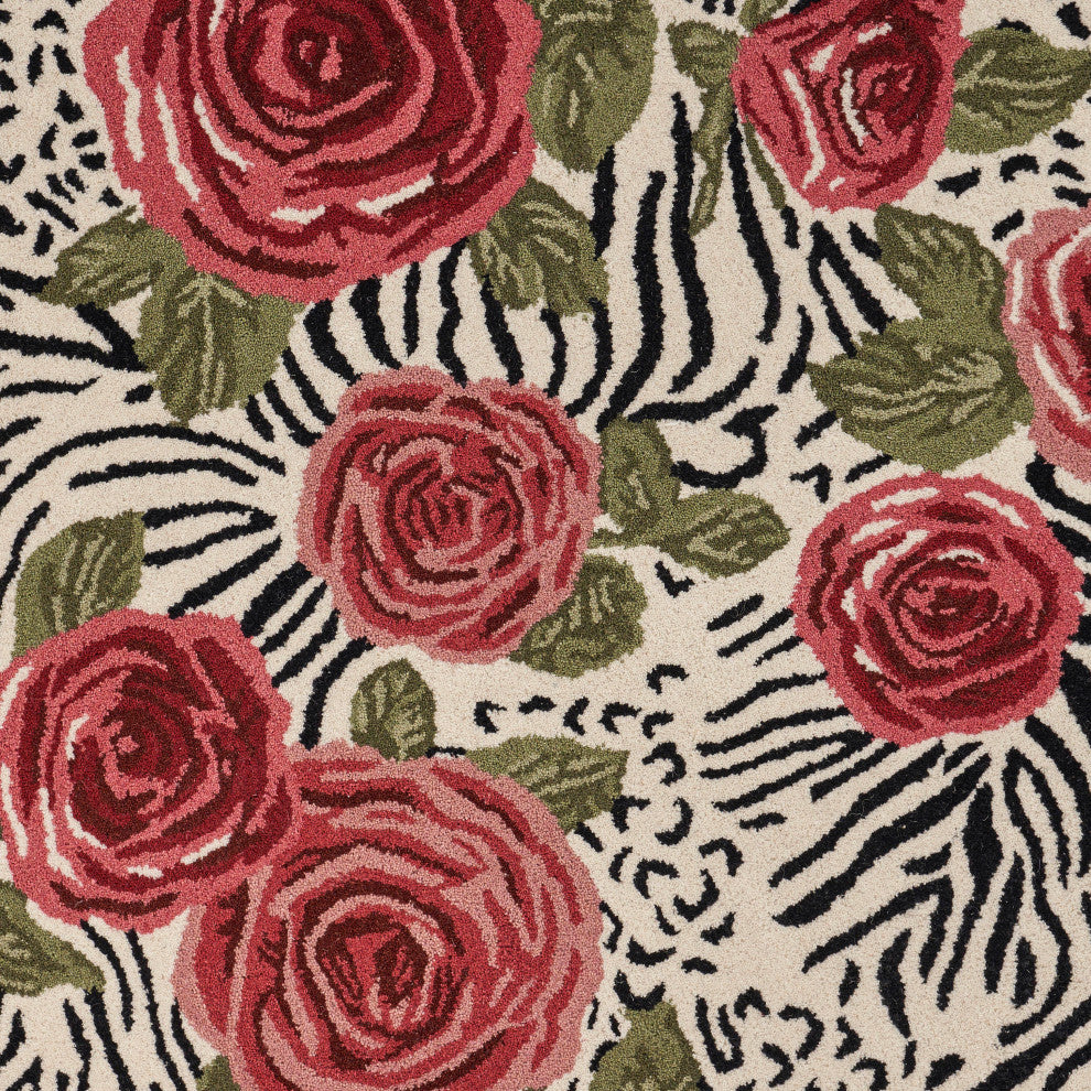 Rose Garden Safari Area Rug, 4' Round