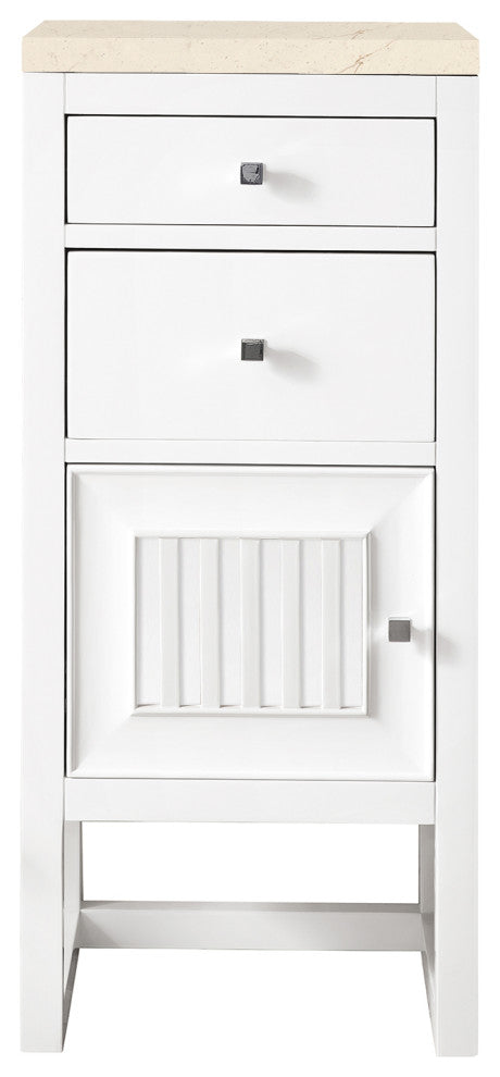 Athens 15" Cabinet With Drawers, Glossy White, Eternal Marfil Top