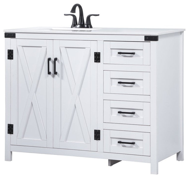 Home Living 19" Farmhouse White-Light Bathroom Vanity
