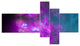 Purple Blue Starry Fractal Sky, Abstract Canvas Art Print, 60"x32", 5 panels