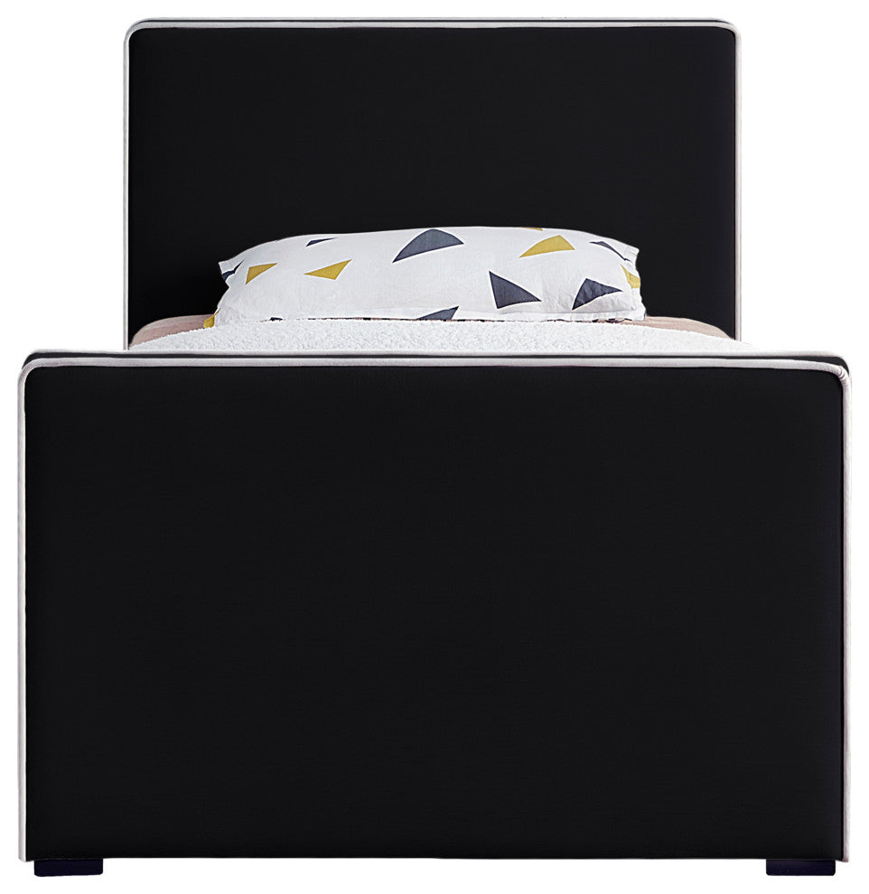 Dillard Velvet Upholstered Bed, Black, Twin
