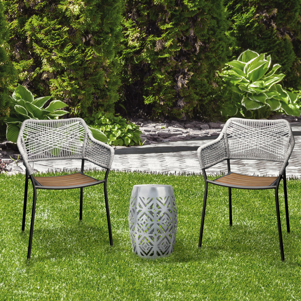 Outdoor Side Table Planter Stand, Silver