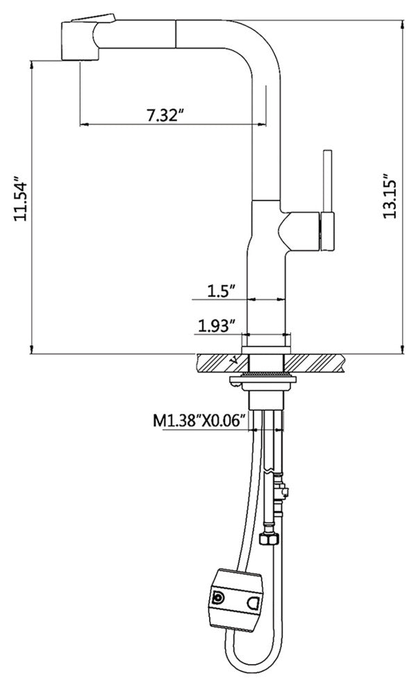 Single Handle Deck Mounted High Arc Pull Out Kitchen Faucet, Matte Black