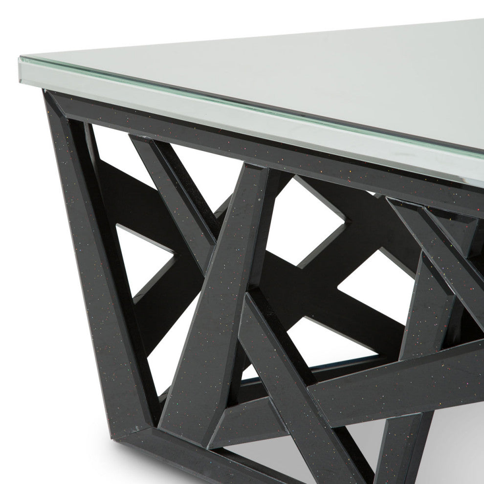 Montreal Mirrored Top Cocktail Table - Black
