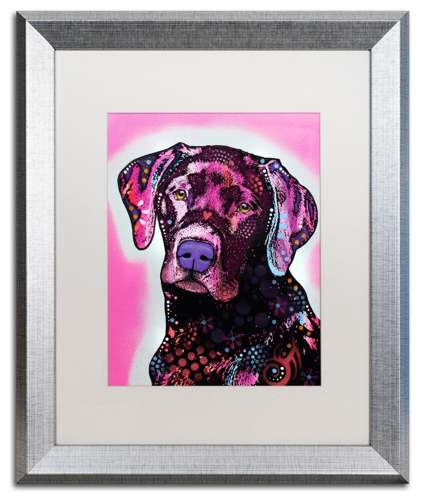 Dean Russo 'Black Lab' Framed Art, Silver Frame, 16"x20", White Matte
