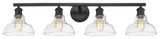 Golden Lighting 0305-BA4 Carver 4 Light 8"W Vanity Light - Black / Clear