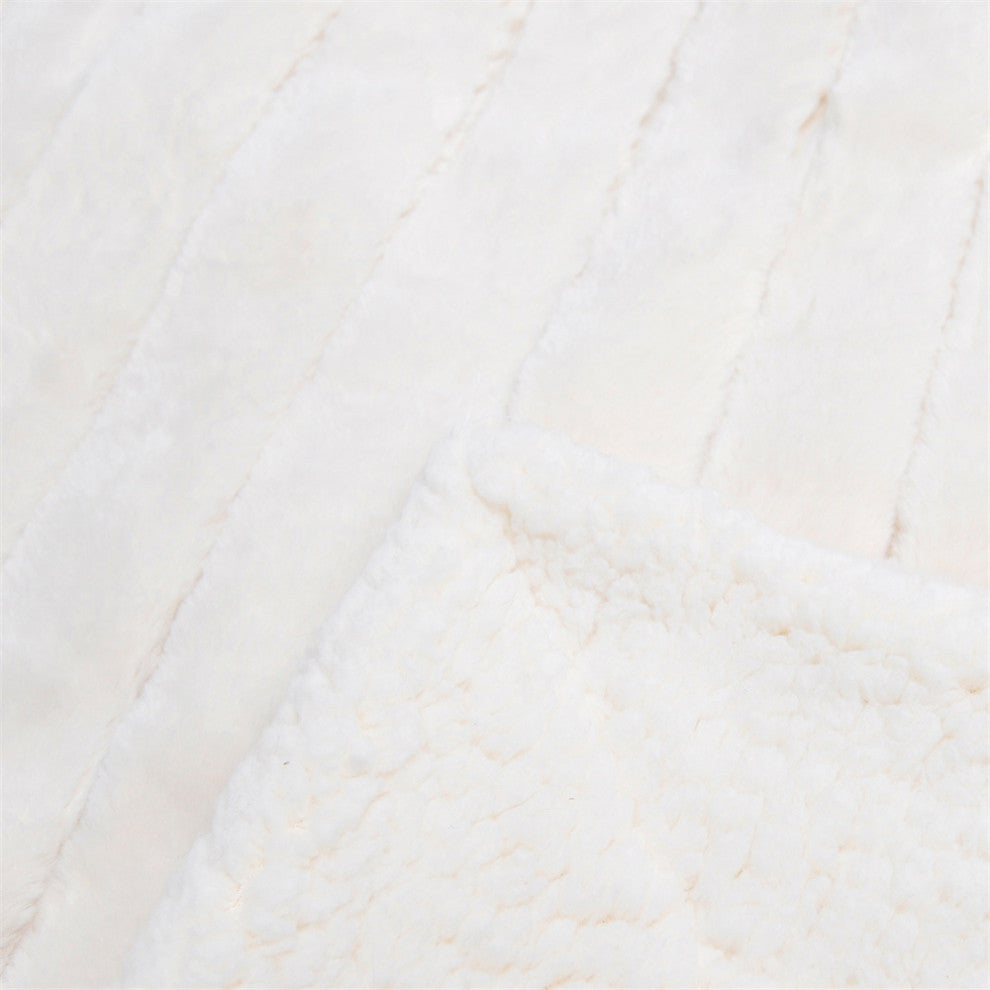 Super Mink Faux Fur Throw Blanket, Ivory, 50"x60"