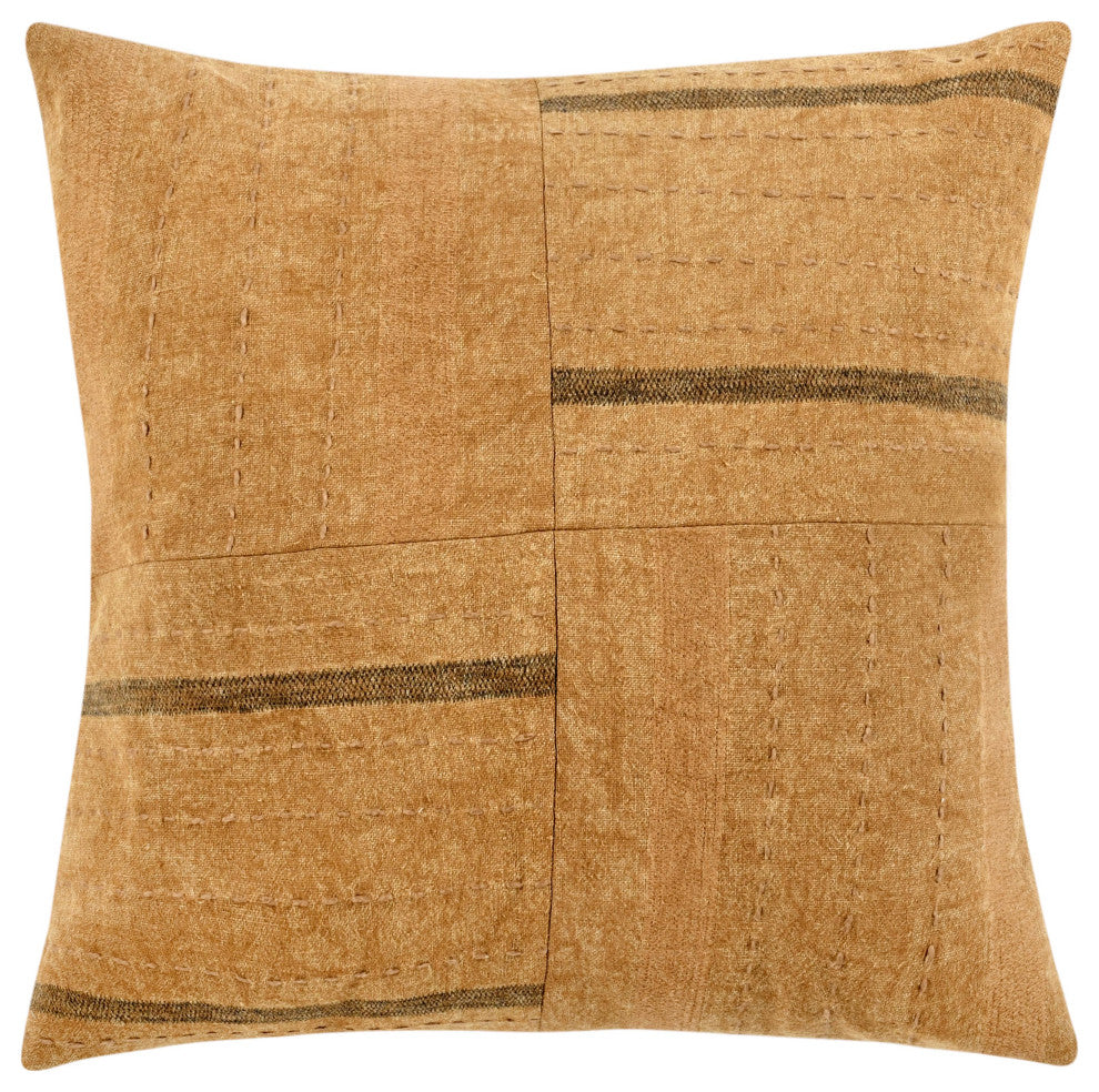 Origin Belgian Linen Blend Throw Pillow by Kosas Home, Chestnut Brown, 22x22