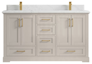 Boston 60" Double Bathroom Vanity in Fine Grain 1.5" Empira Quartz