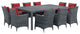 Canvas Red Summon 11 Piece Outdoor Patio Sunbrella Dining Set