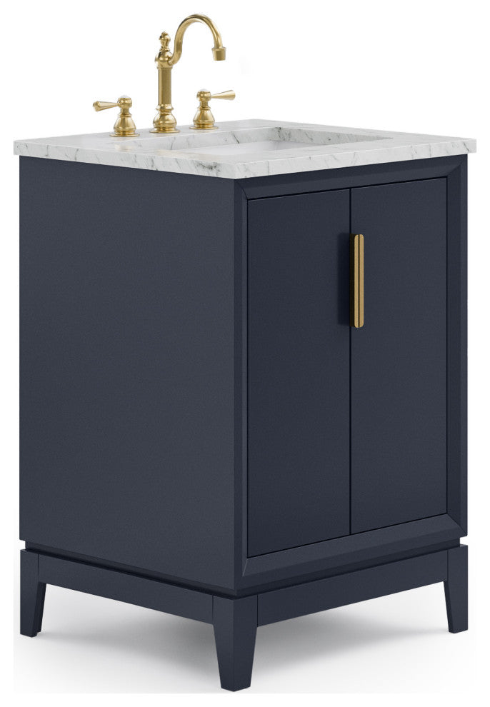 Elizabeth 24" Single Sink Carrara White Marble Vanity, Monarch Blue