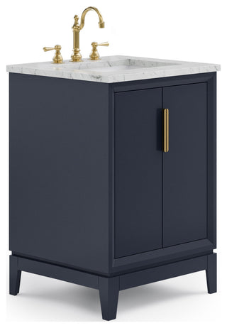Elizabeth 24" Single Sink Carrara White Marble Vanity, Monarch Blue