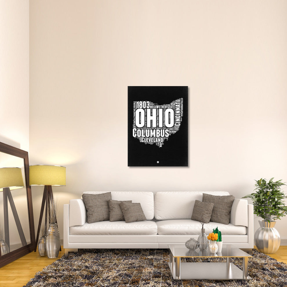 "Ohio Black and White Map" Fine Art Print