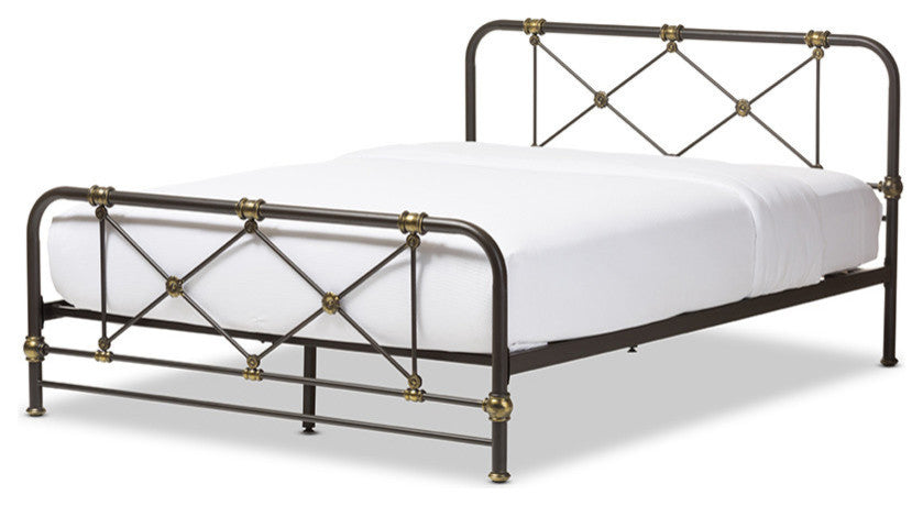 Beatrice Modern Stippled Black Finished Metal Queen Size Platform Bed