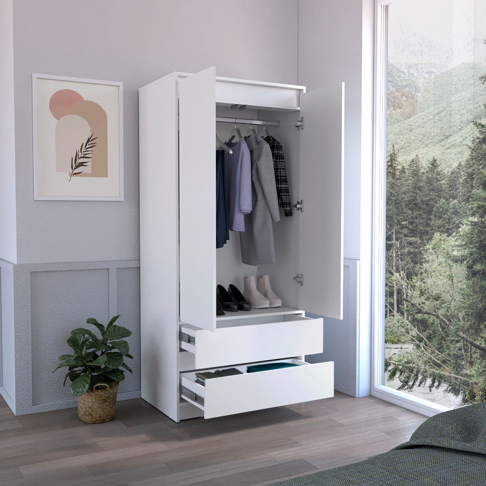 Palmer 2 Drawers Armoire, White