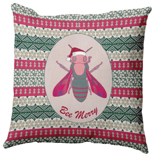 Bee Merry Accent Pillow, Christmas Pink, 20"x20"