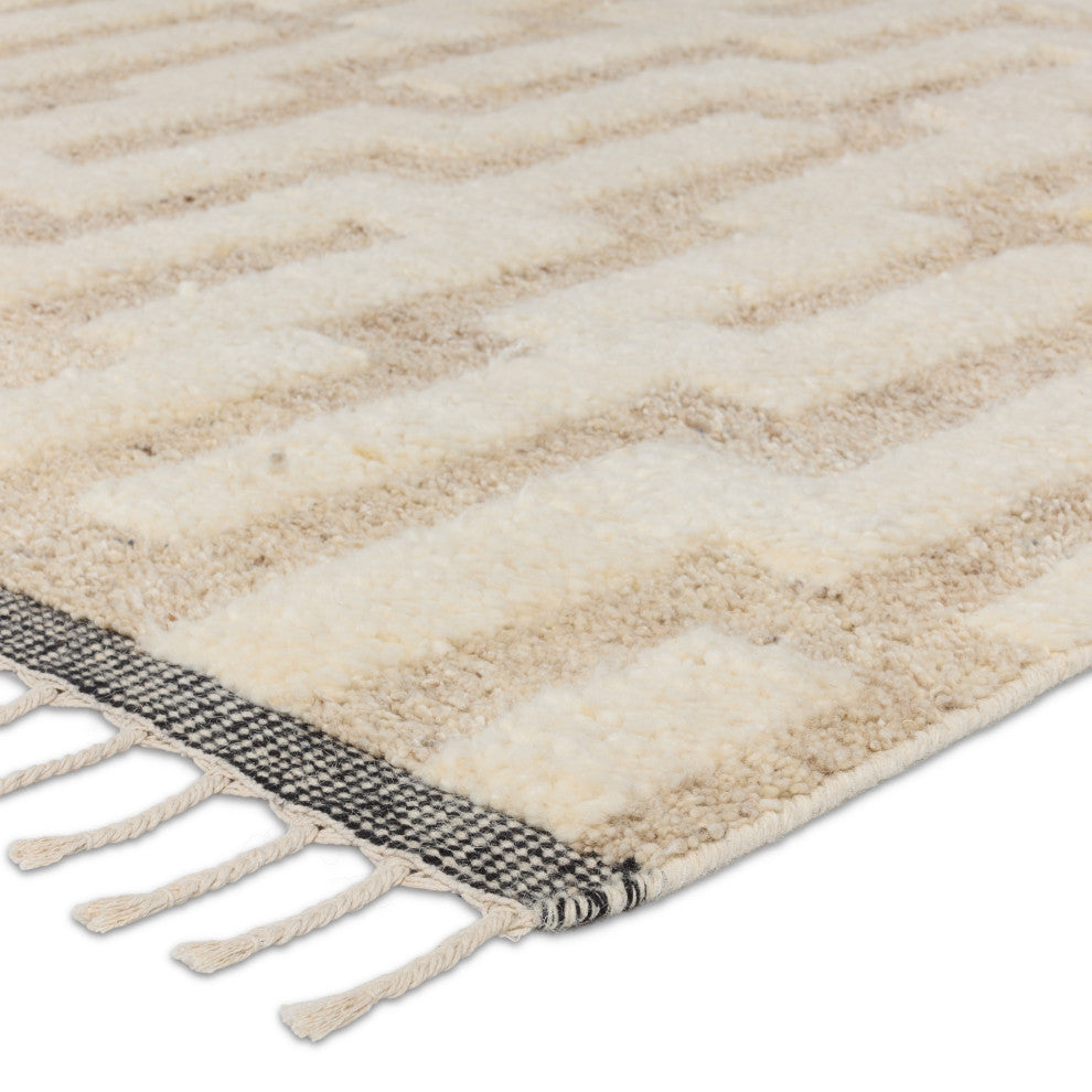 Emre Hand-Knotted Chevron Cream/ Tan Area Rug 6'X9'