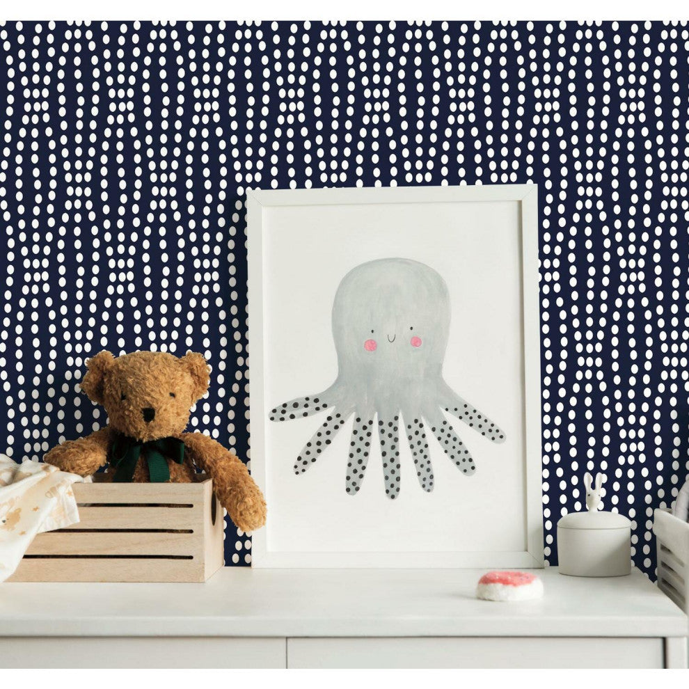 Navy & White Strands Peel & Stick Wallpaper