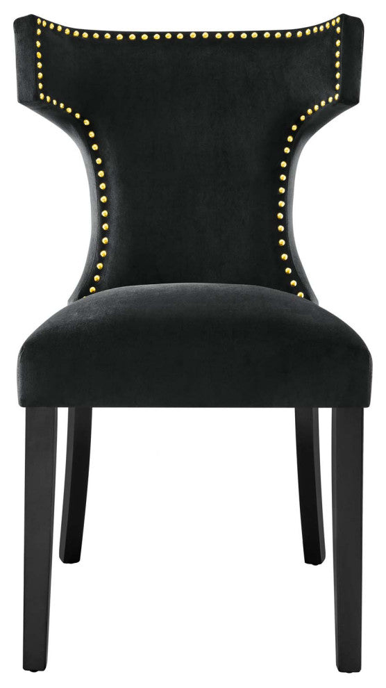Dining Chair, Nailhead, Set of 2, Black, Velvet, Modern, Bistro Hospitality