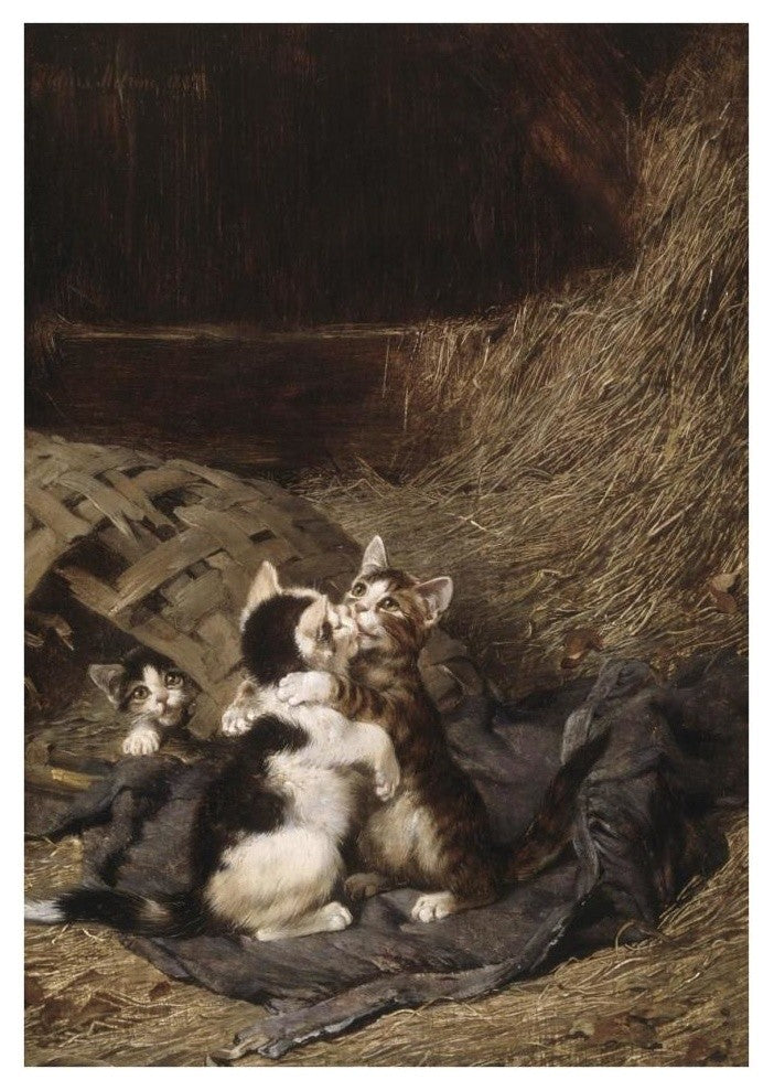"Kittens in the Hay" Digital Paper Print by Julius Adam, 27"x38"
