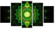 Cabalistic Green Fractal Sphere, Abstract Canvas Art Print, 60"x32", 5 Panels