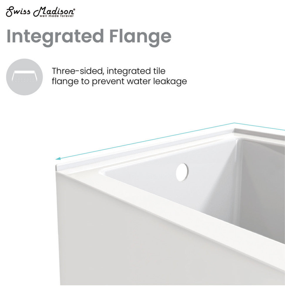 Ivy 48'' x 32" Bathtub With Apron Left Hand Drain, White