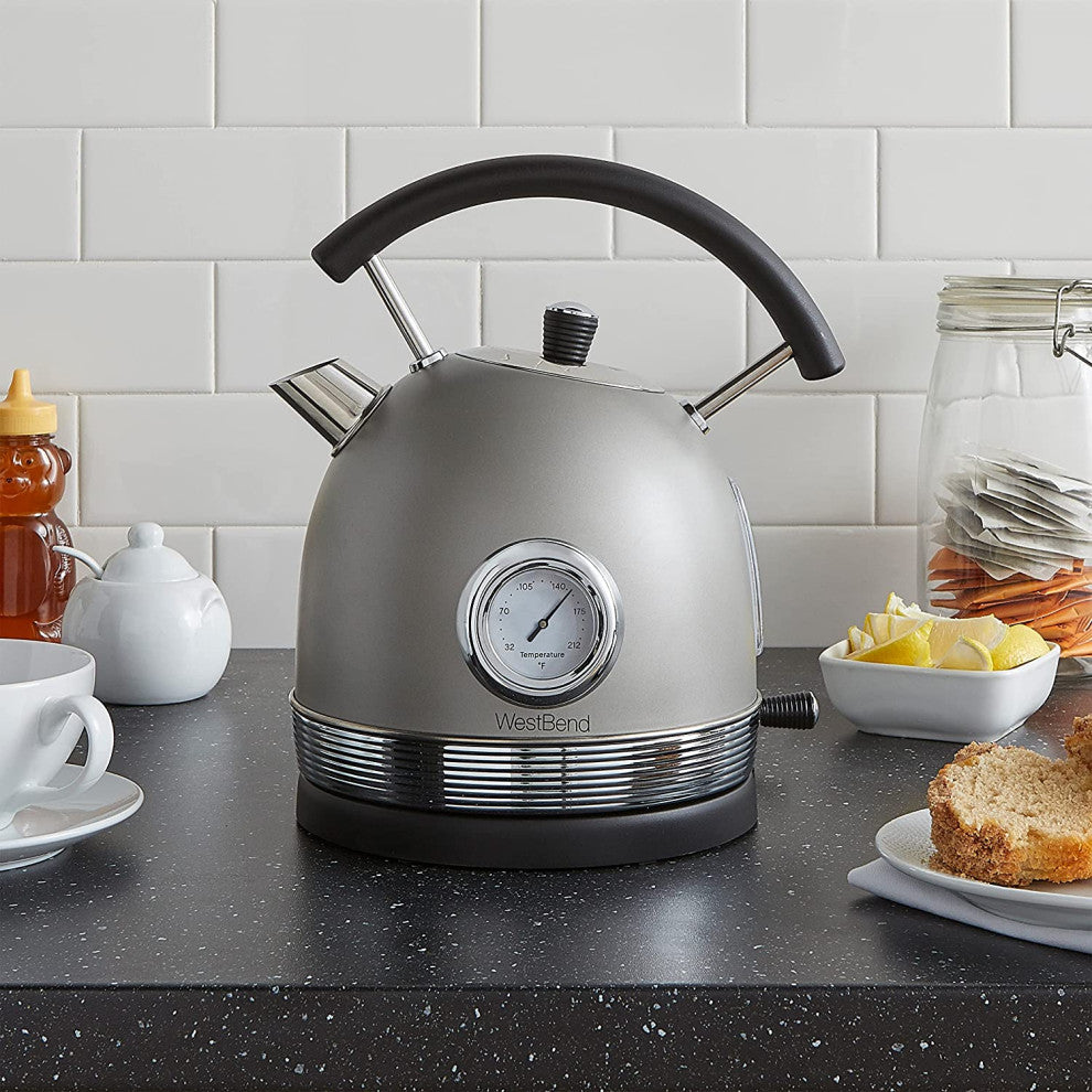 West Bend Electric Kettle Retro-Styled Stainless Steel 1500 Watts with Auto-Shu