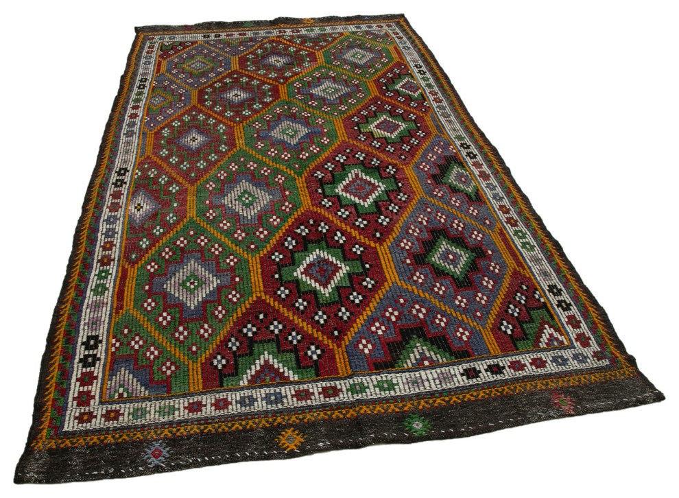 Rug N Carpet - Handwoven Anatolian 5' 4'' x 9' 10'' One-of-a-Kind Wool Kilim Rug