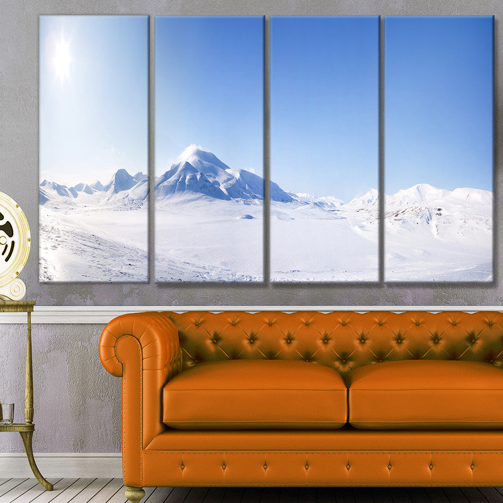 Vacant Winter Land Panorama, Landscape Canvas Art Print, 48"x28", 4 Panels
