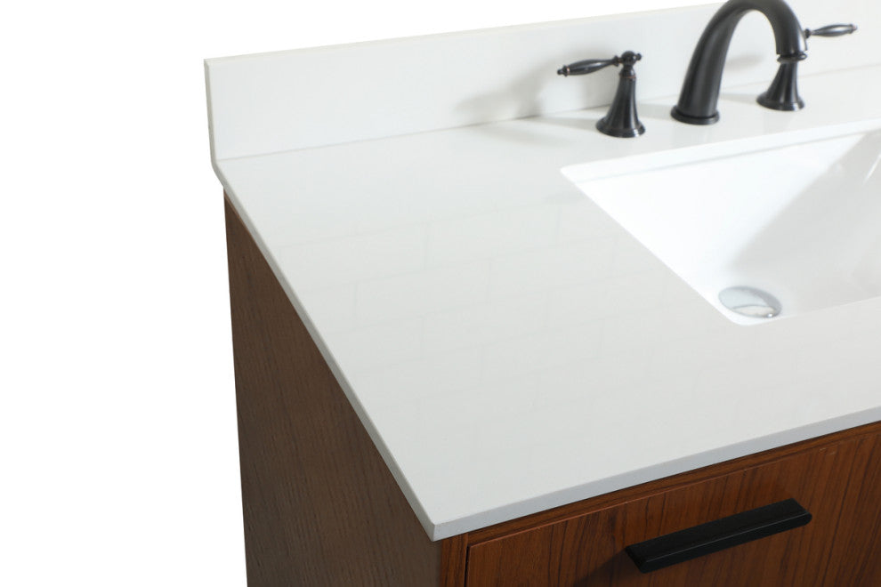 Home Living Modern Natural Oak-Light Bathroom Vanity, Teak, 42"