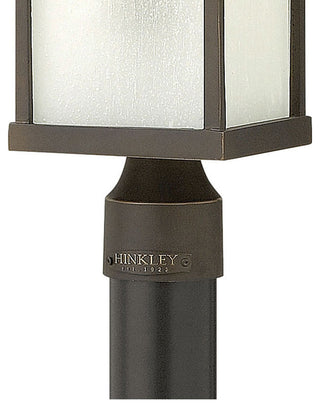 Manhattan Outdoor Post/Pier Mount, Oil Rubbed Bronze With Etched Seedy Glass