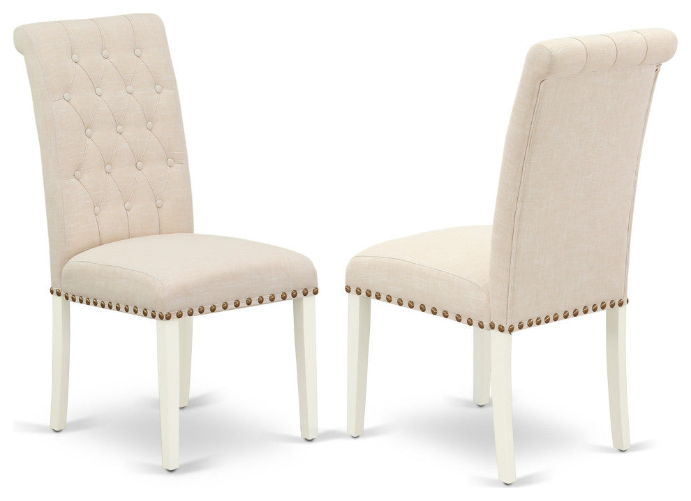 5Pc Rectangle Dinette Set, Chairs, Butterfly Leaf Dining Table, Linen White