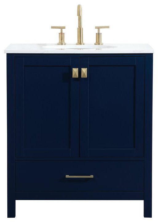 Isabel Single Bathroom Vanity, Blue, 30", Without Backsplash