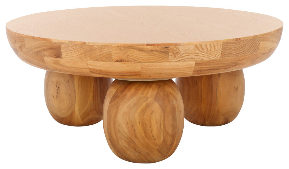 Safavieh Couture Hayliette Round Wood Coffee Table, Natural