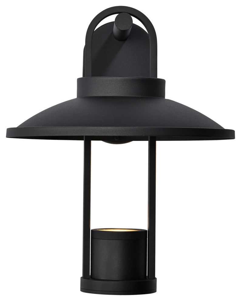 Harriman 12W LED Medium Wall Lantern, Matte Black/Aluminum Shade