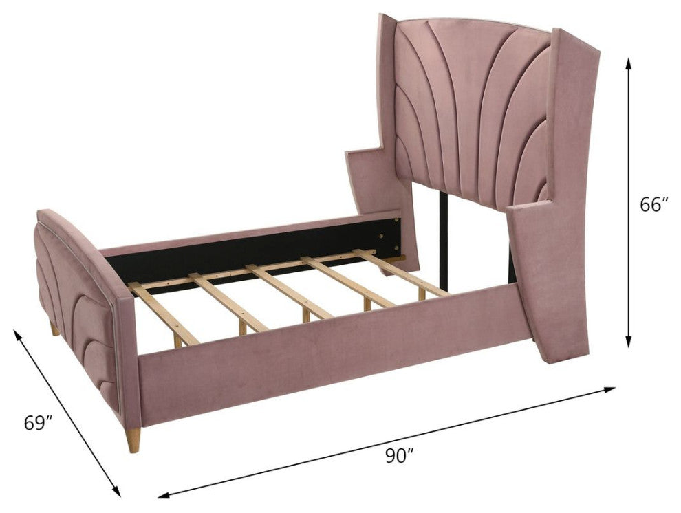 ACME Salonia Queen Bed, Pink Velvet